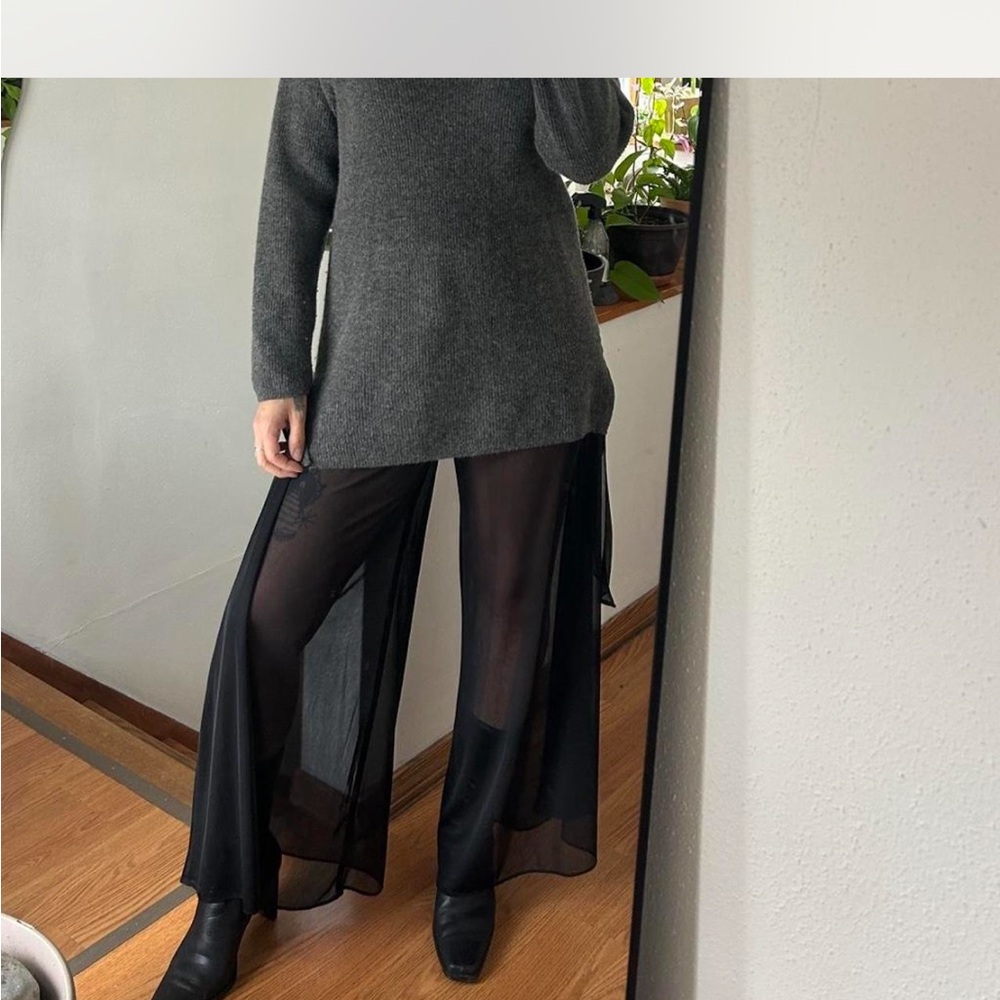Vintage Black Sheer Wide-Leg Pants